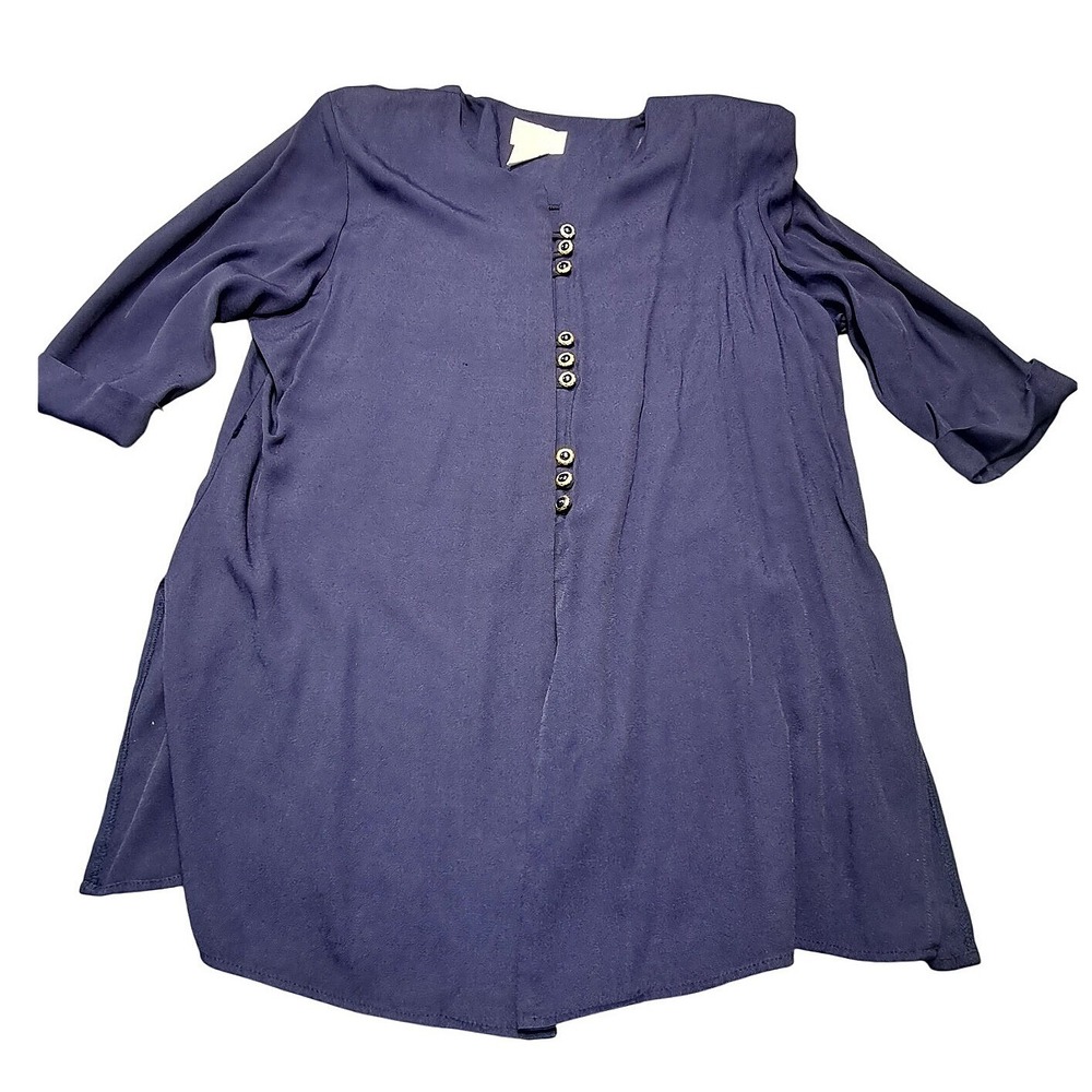 Pride & Joy Vintage Navy Blue Tunic Blouse Made in USA Size 20W 4433